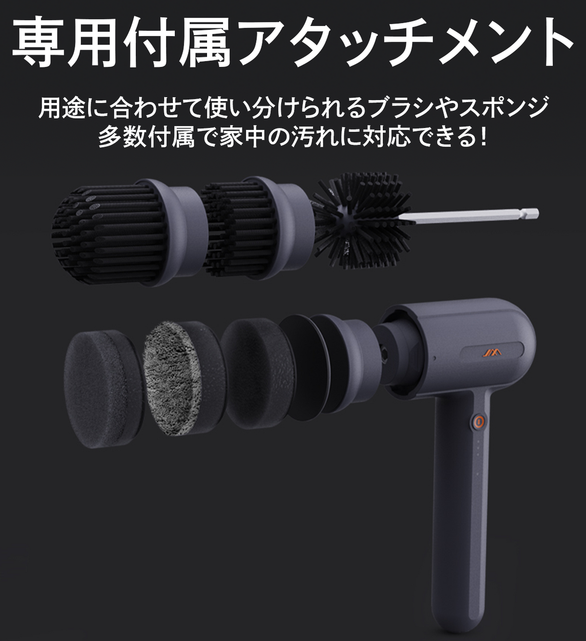 お家の汚れこれ1本！多機能電動洗浄ツールセット【JIMIBOX X1-H】