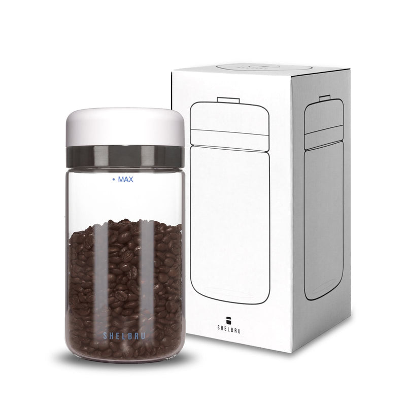 ボタンを一度押すだけで自動真空。香りも美味しさもしっかり長持ち！ 【SHELBRU Canister】