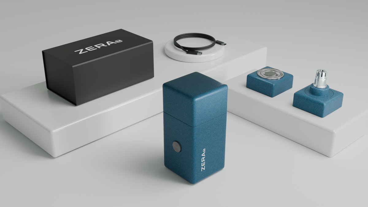 ヒゲ剃り＋鼻毛ケアの2in1！防水・ロック機能付き電動シェーバー【ZERA M】