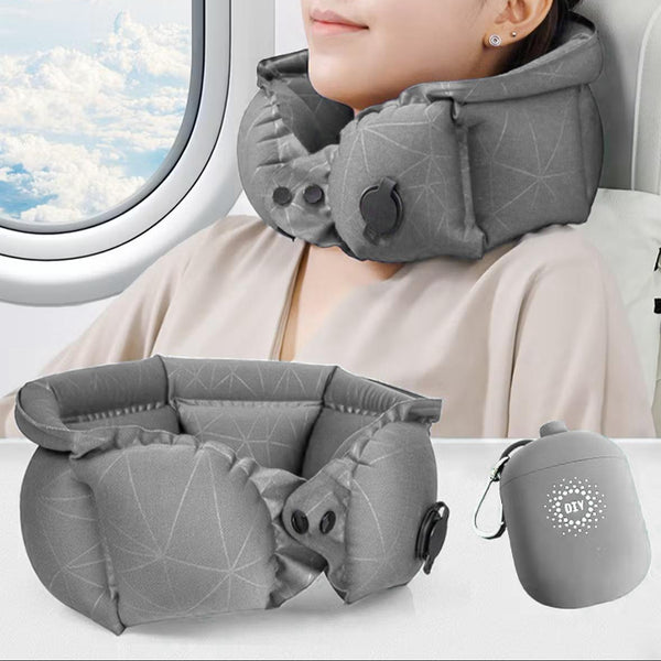 累計出荷数1万個◎どこでもポンプになるケースで20秒で膨らむ3in1ネックピロー【Inflatable Neck Cushion】